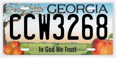 GA license plate CCW3268