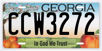 GA license plate CCW3272