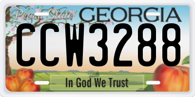GA license plate CCW3288