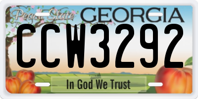 GA license plate CCW3292