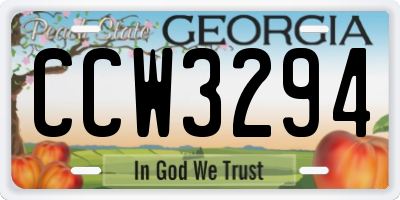 GA license plate CCW3294