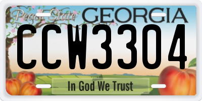 GA license plate CCW3304