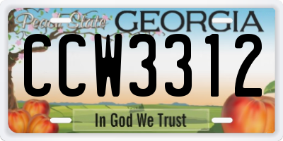 GA license plate CCW3312