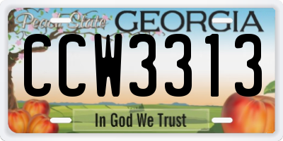 GA license plate CCW3313