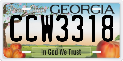 GA license plate CCW3318