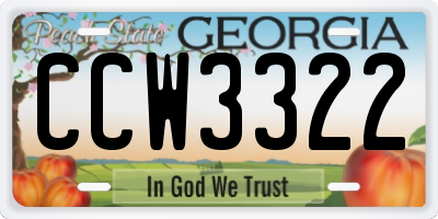 GA license plate CCW3322