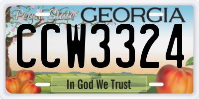 GA license plate CCW3324
