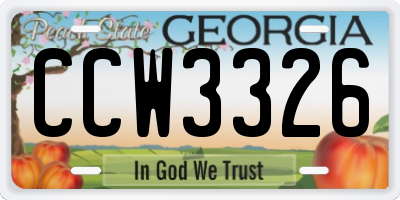 GA license plate CCW3326