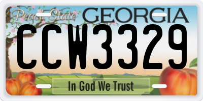 GA license plate CCW3329