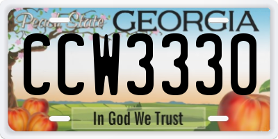 GA license plate CCW3330