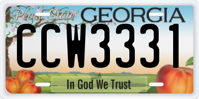 GA license plate CCW3331