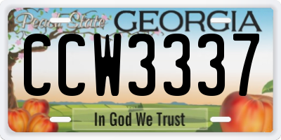 GA license plate CCW3337