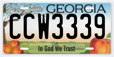 GA license plate CCW3339