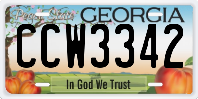 GA license plate CCW3342