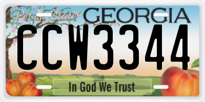 GA license plate CCW3344