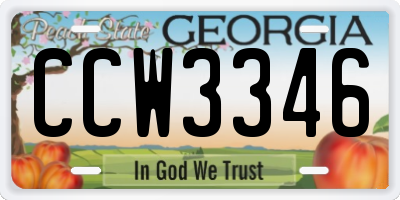GA license plate CCW3346