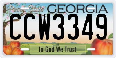 GA license plate CCW3349