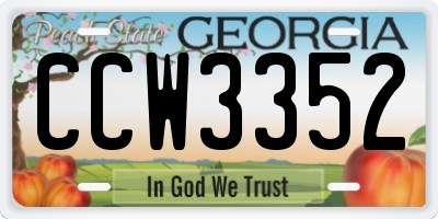 GA license plate CCW3352