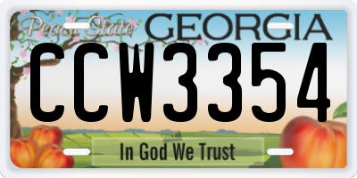 GA license plate CCW3354