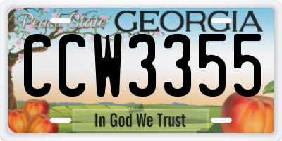 GA license plate CCW3355