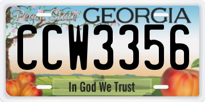 GA license plate CCW3356