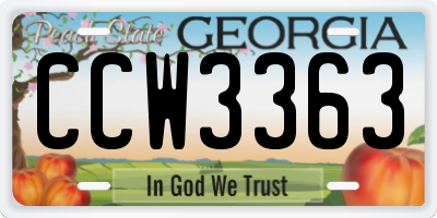 GA license plate CCW3363