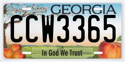GA license plate CCW3365
