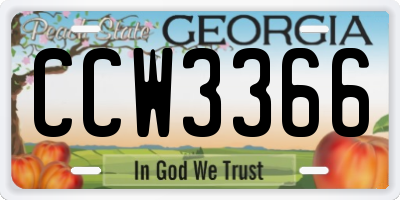 GA license plate CCW3366