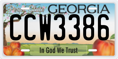 GA license plate CCW3386