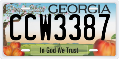 GA license plate CCW3387