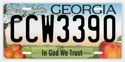 GA license plate CCW3390
