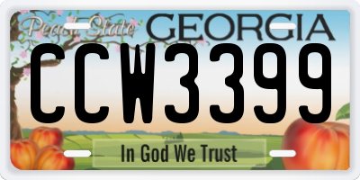GA license plate CCW3399