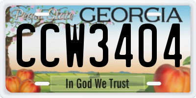 GA license plate CCW3404