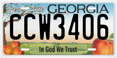 GA license plate CCW3406