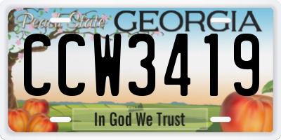GA license plate CCW3419