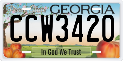GA license plate CCW3420