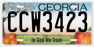 GA license plate CCW3423