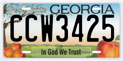 GA license plate CCW3425