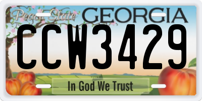 GA license plate CCW3429