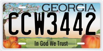 GA license plate CCW3442