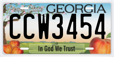 GA license plate CCW3454
