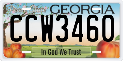 GA license plate CCW3460