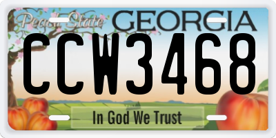 GA license plate CCW3468