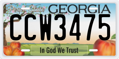 GA license plate CCW3475