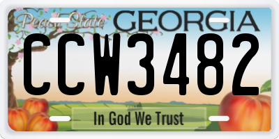 GA license plate CCW3482
