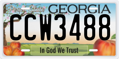 GA license plate CCW3488