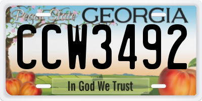 GA license plate CCW3492
