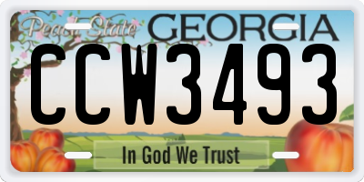 GA license plate CCW3493
