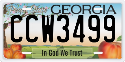 GA license plate CCW3499
