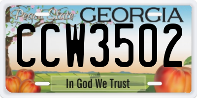 GA license plate CCW3502